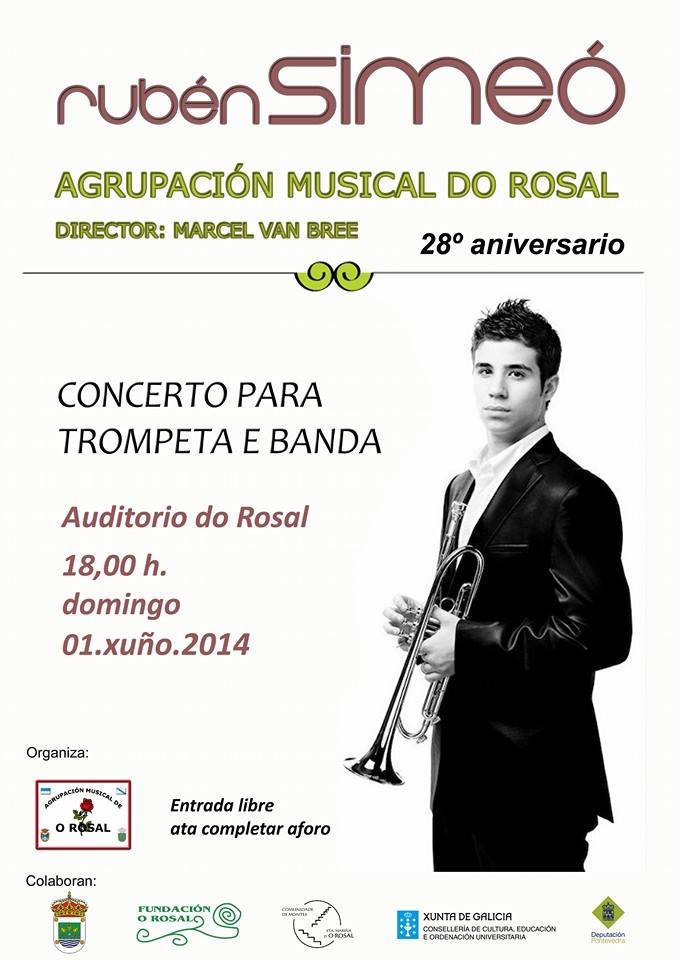 Domingo 1 de Junio, concierto de Rubén Simeó y de la Agrupación Musical de O Rosal