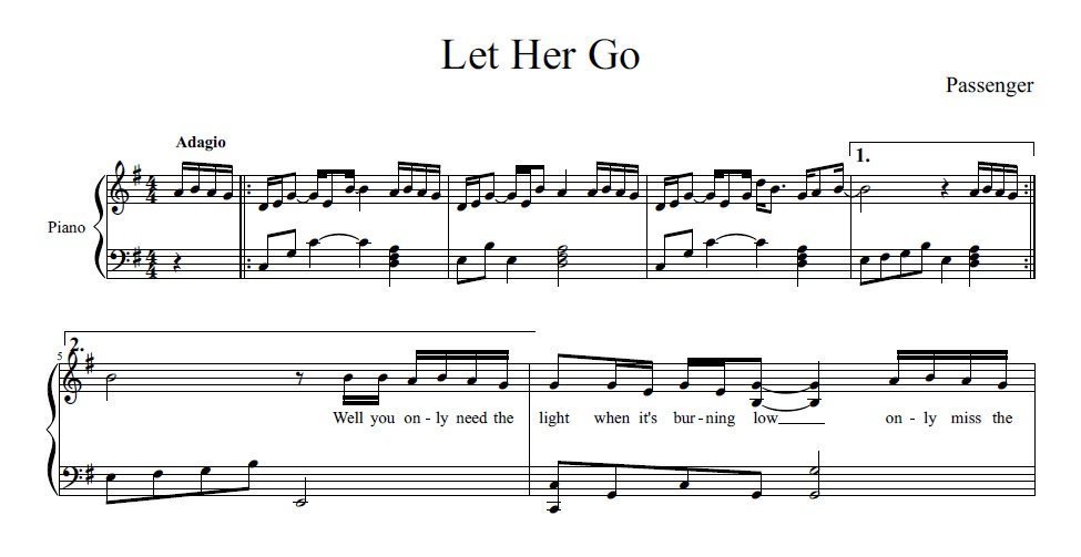 Partitura de la canción "Lt Her Go"